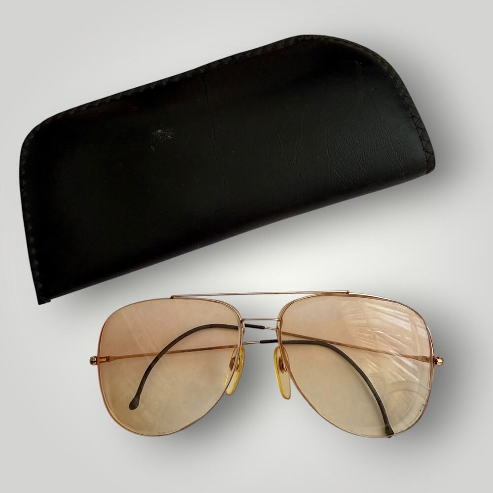 Safilo Italy Aviator Eyeglasses Gold Tone Prescription Lenses UFO 3001 135